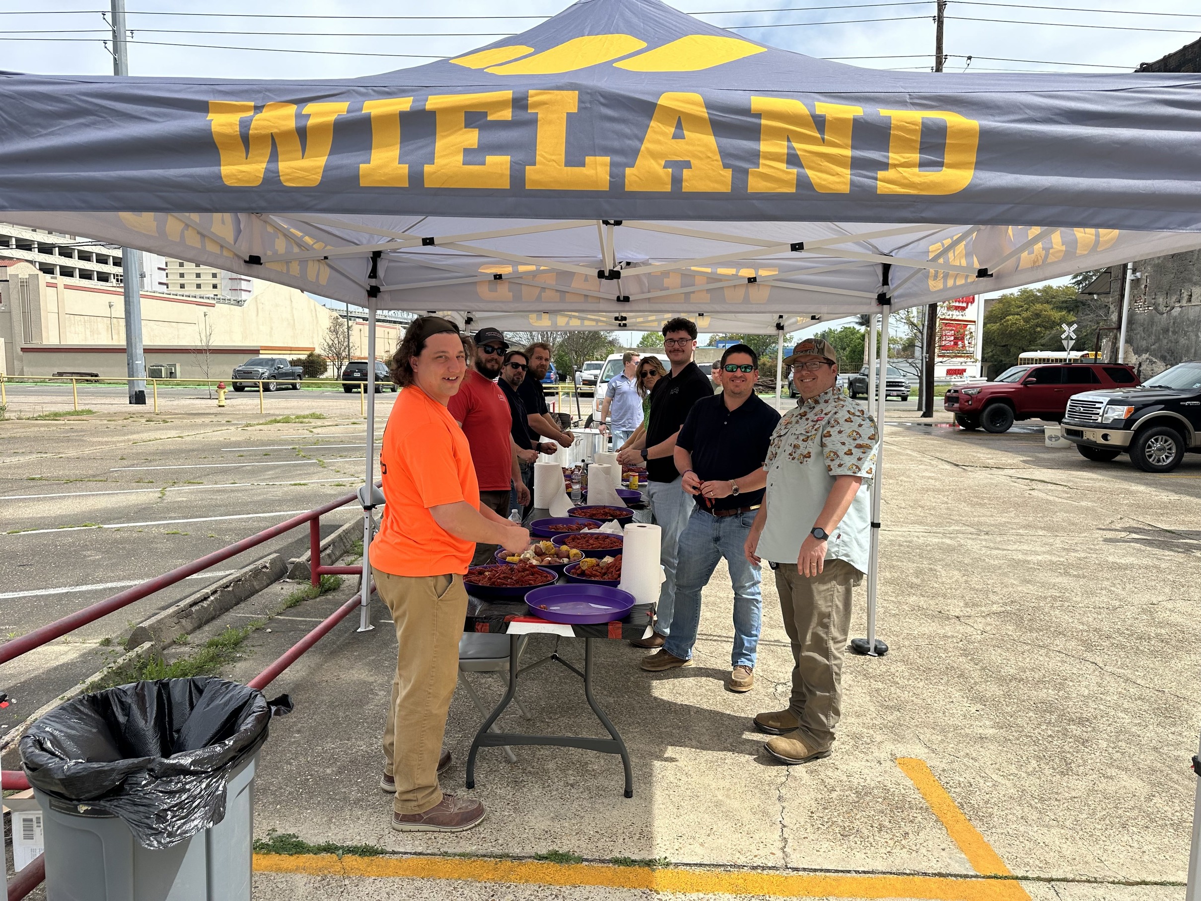 Group gathered for the Shreveport crawfish cookout.