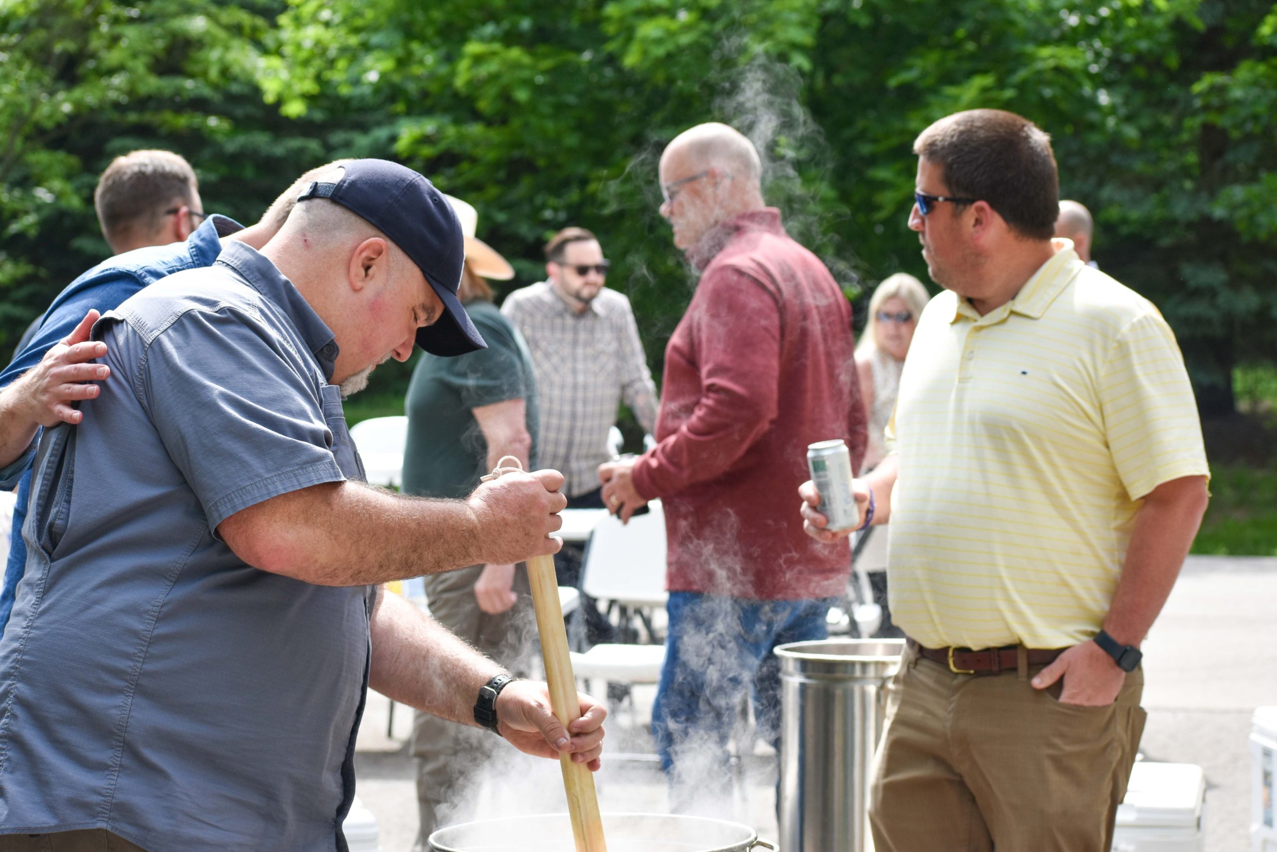 Group boiling crab at the Lansing Cajun Cookout